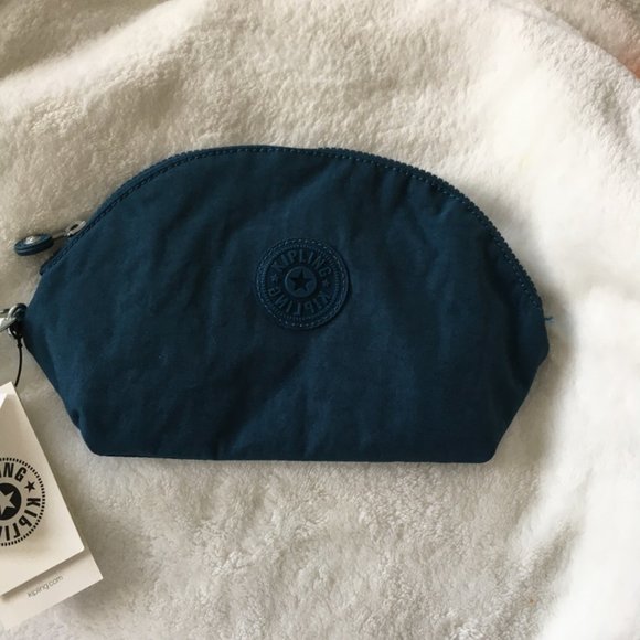 Kipling Zadok Night Teal Tonal Cosmetic Pencil Case Pouch Bag Accessory nwt - Picture 6 of 15